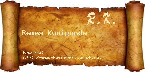 Remes Kunigunda névjegykártya